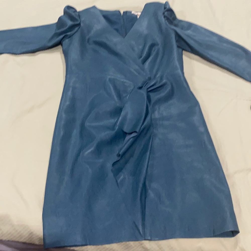 Rebecca Taylor leather blue dress, new